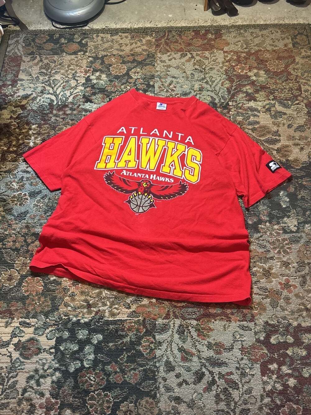 Vintage 1995 Atlanta Hawks NBA Starter Red Graphic T-Shirt XL